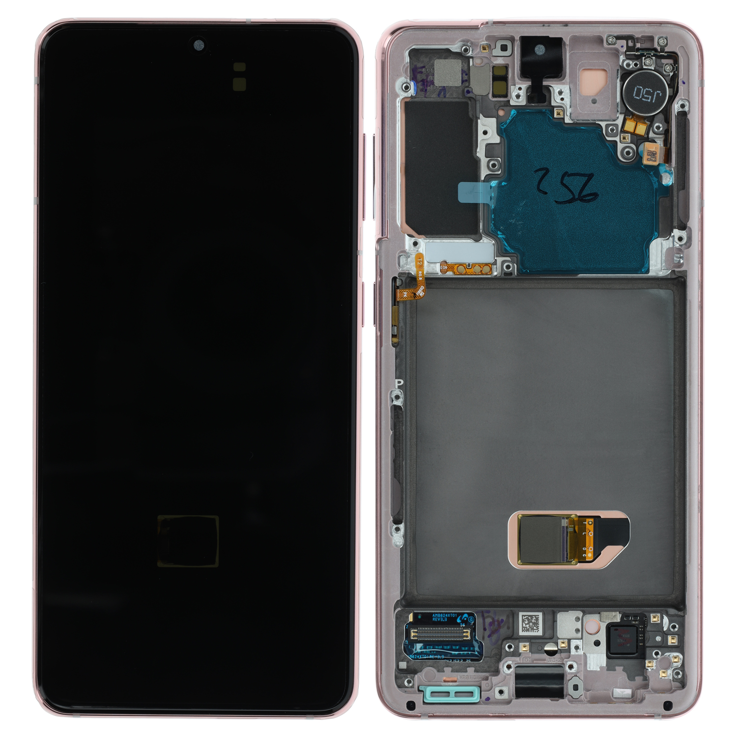 Samsung Galaxy S21 (G991B) LCD Display, phantom pink inkl. Rahmen ohne Kamera