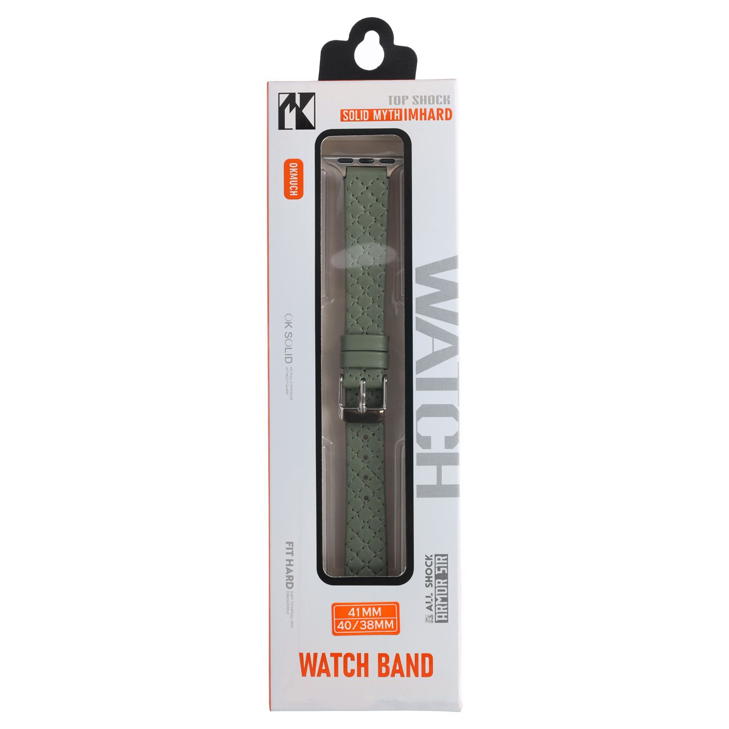PT line Armband kompatibel mit Apple Watch 41/40/38mm, Kunstleder Trapezmuster Olivgrün