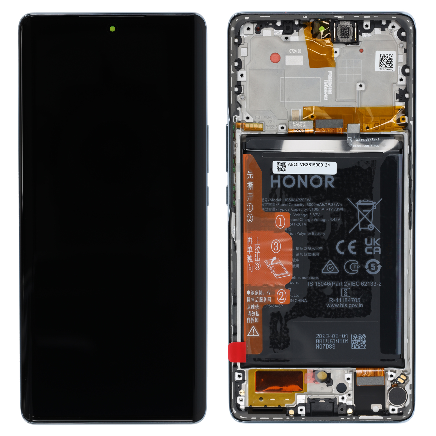 Huawei Honor Magic5 Lite (RMO-NX3) LCD Display inkl. Akku,  Titanium Silver
