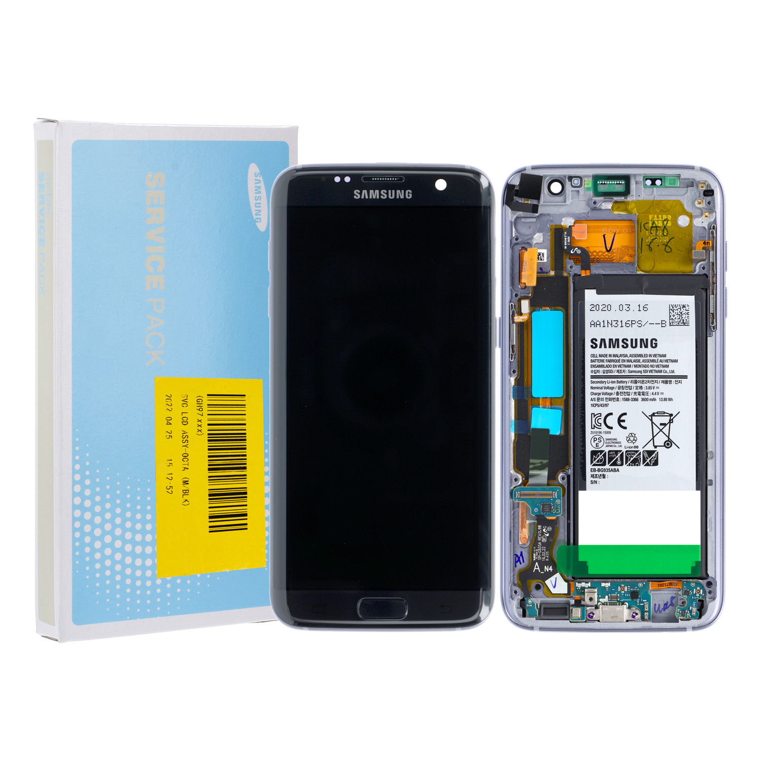 Samsung Galaxy S7 Edge G935F LCD Display + Akku, Schwarz
