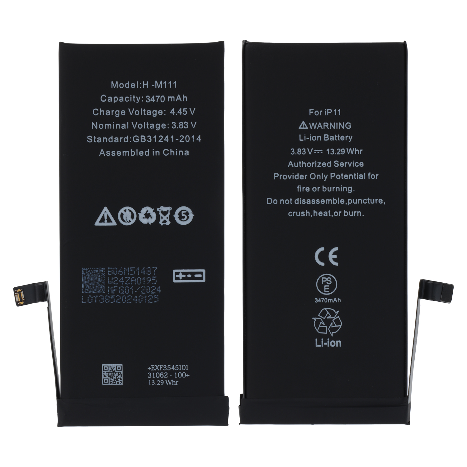 Battery with Extra Power  for Apple iPhone 11, 3470mAh incl. battery adhesive sticker