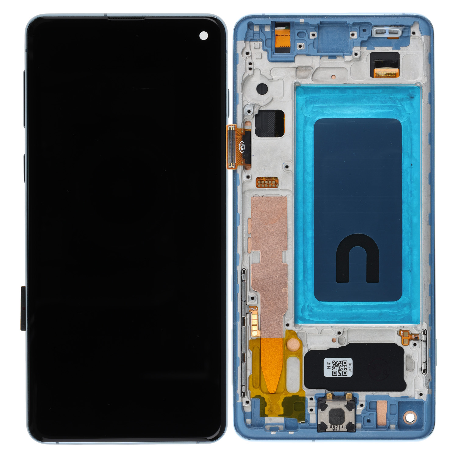 LCD Display Kompatibel zu Samsung Galaxy S10 (G973) mit Rahmen, Blau INCELL (Fingerprint Sensor wird nicht unterstüzt)