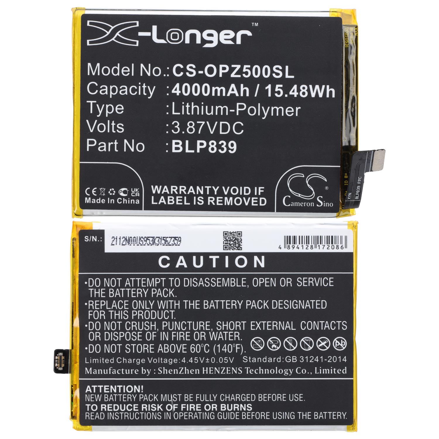 X-Longer Battery compatible to Oppo A94 5G (CPH221) BLP839