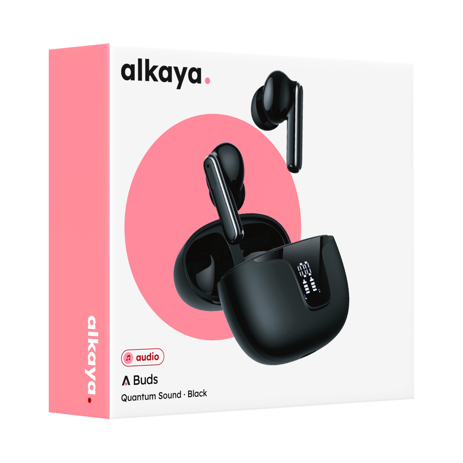 alkaya. | A Buds Quantum Sound Bluetooth headphones with charging status, Black