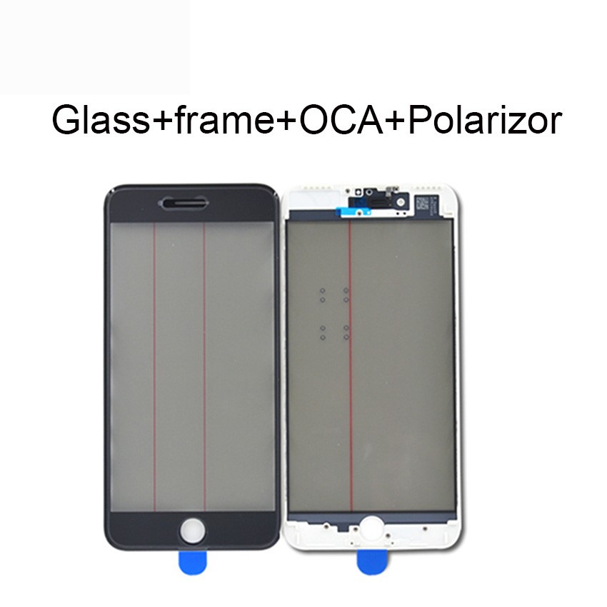 Kaltgepresstes Displayglas mit Rahmen, OCA und Polirisator kompatibel mit iPhone 7 Plus, Weiss