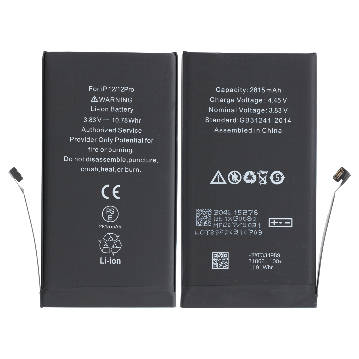 Battery Compatible with  iPhone 12 (A2403), iPhone 12 Pro (A2407)  incl. Battery Adhesive Sticker