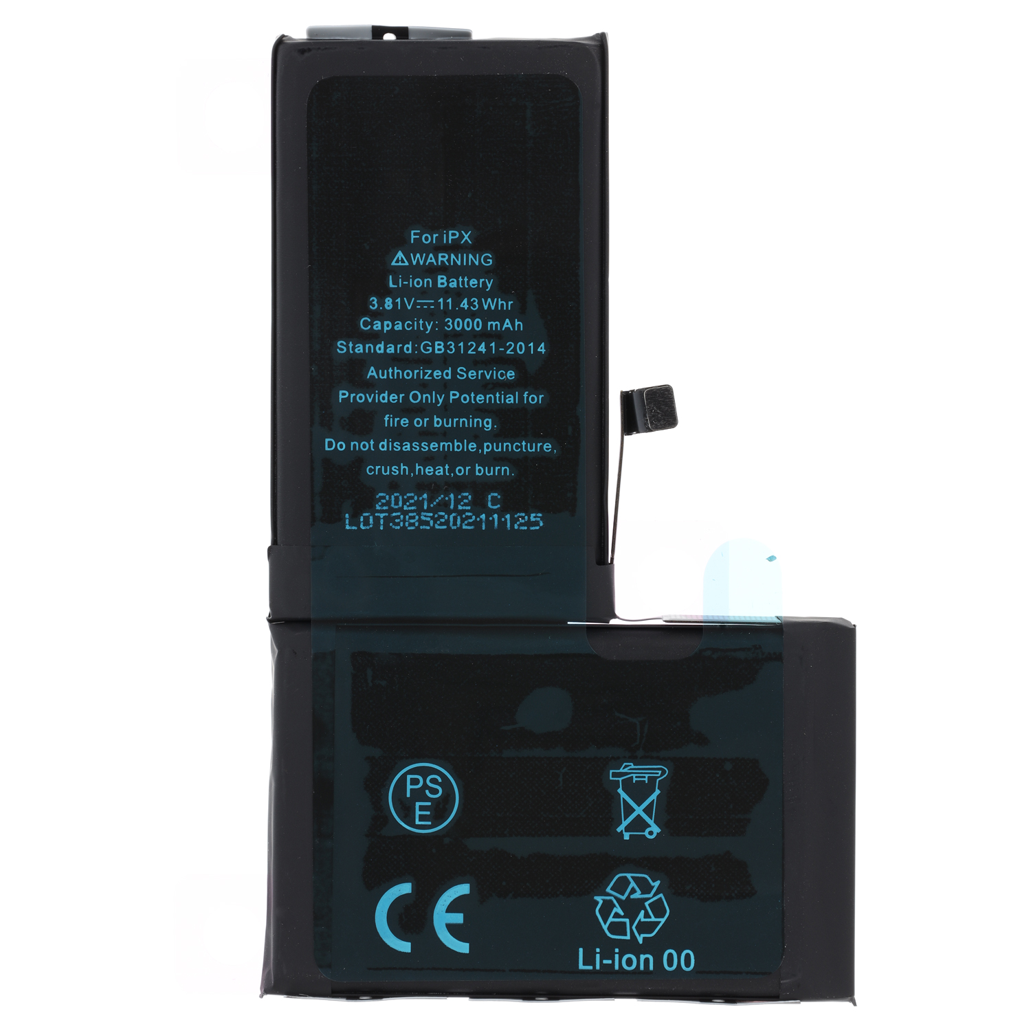 Battery with Extra Power for iPhone X 3000mAh Bulk incl. battery adhesive