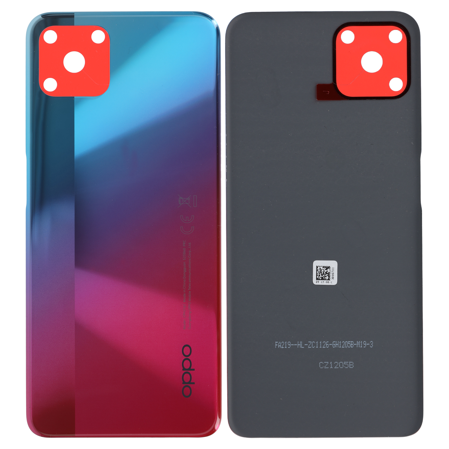 Oppo A73 5G CPH2161) Akkudeckel, Neon (Rot/Blau)