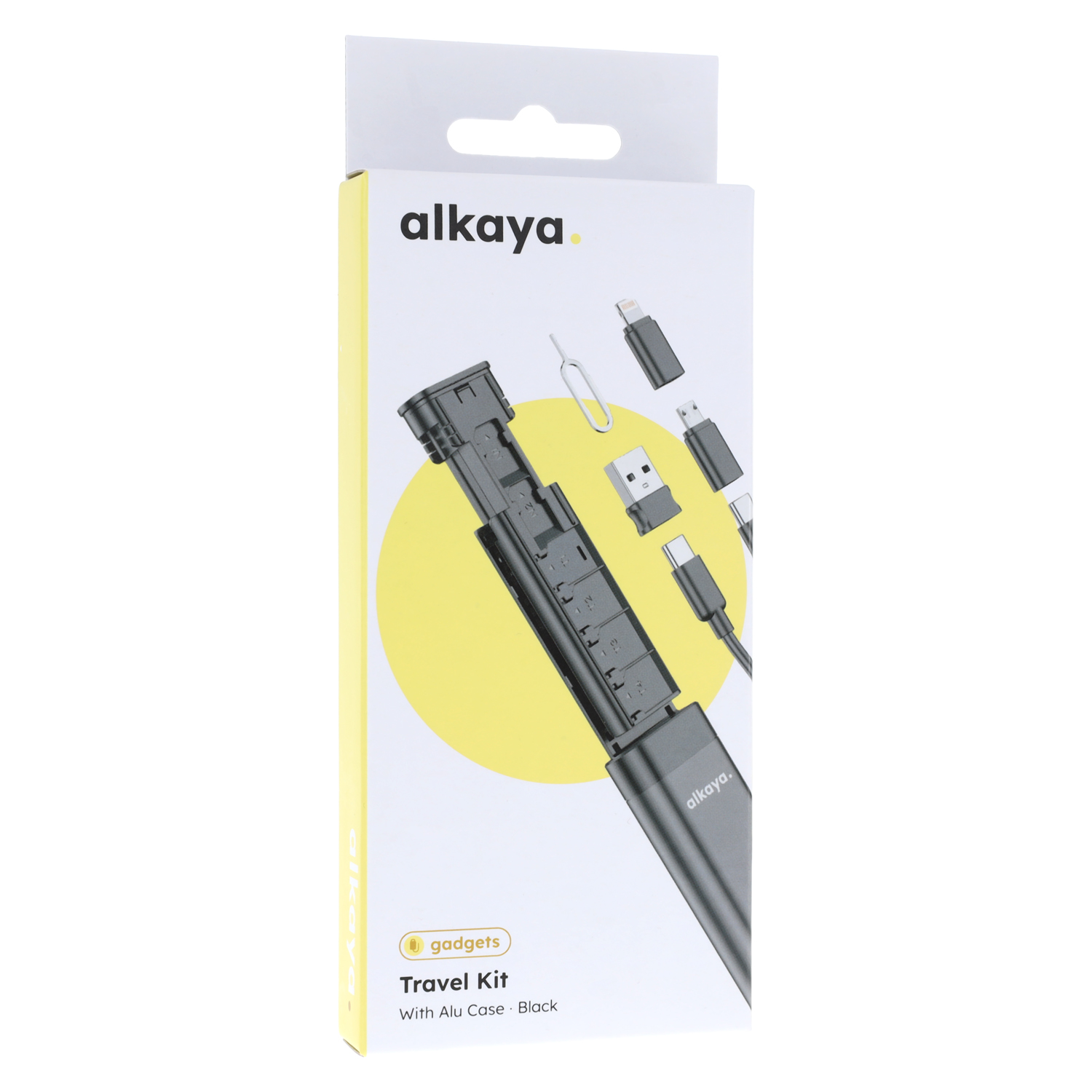 alkaya. | Venture Travel Kit - Aluminium Gehäuse mit USB-C Kabel  und Adapter Connectoren für alle Anschlüsse, Schwarz