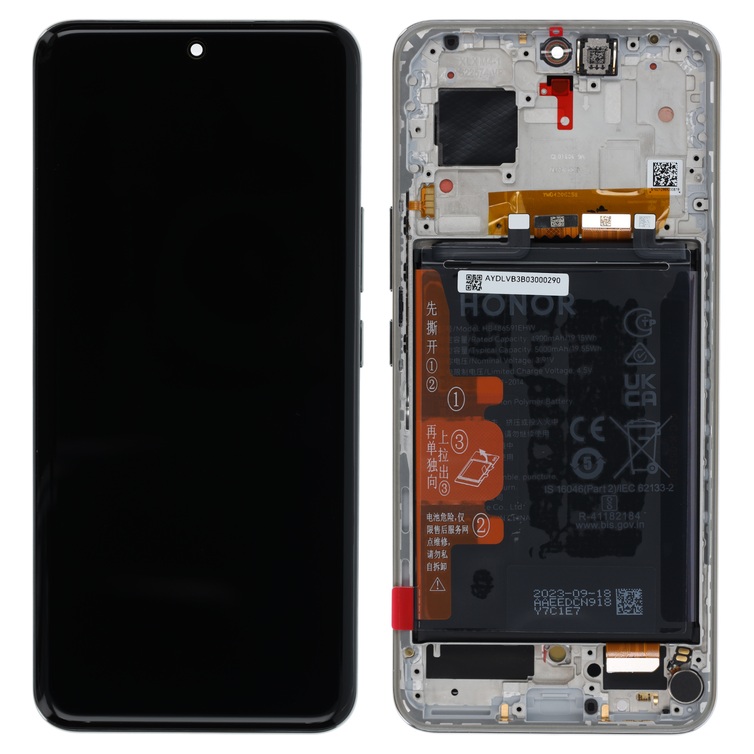 Huawei Honor 90 (REA-AN00) LCD Display incl. Battery, Diamond Silver