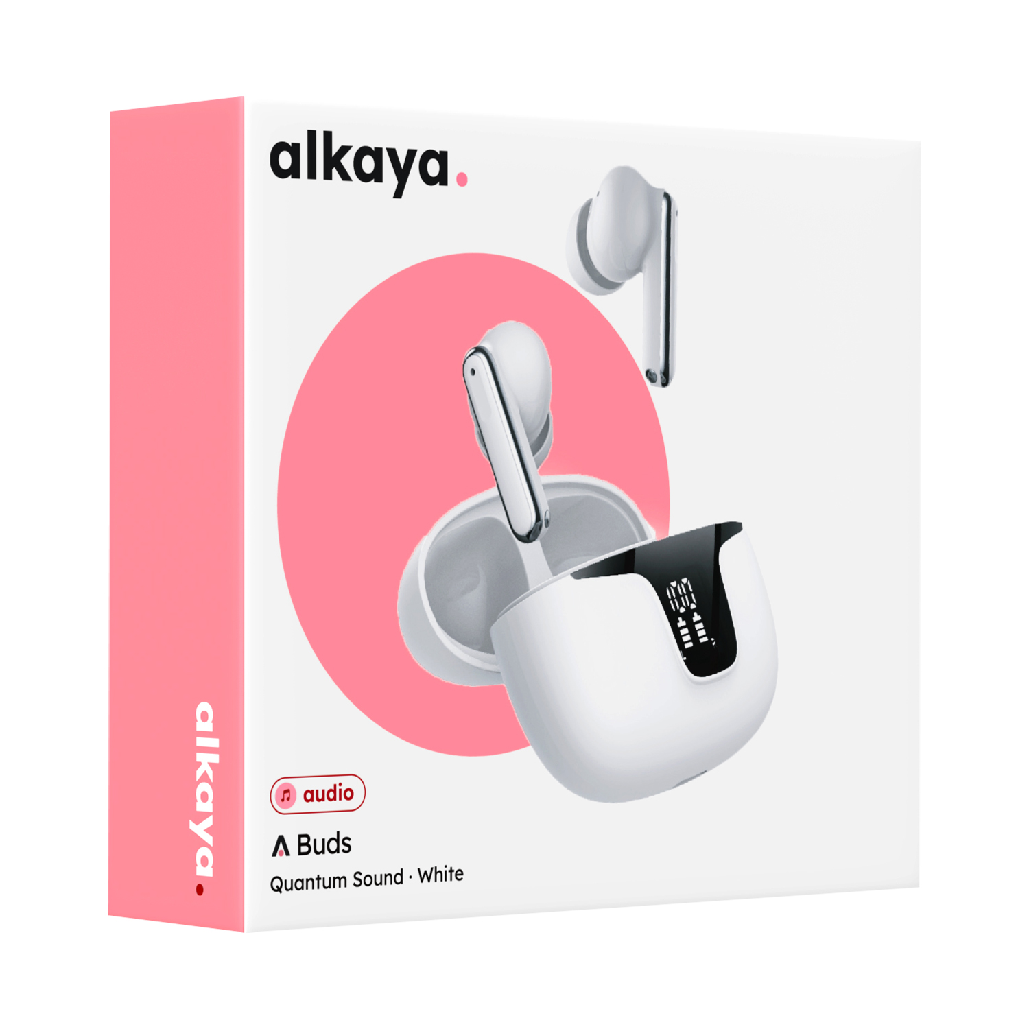 alkaya. | A Buds Quantum Sound Bluetooth headphones with  charging status , White