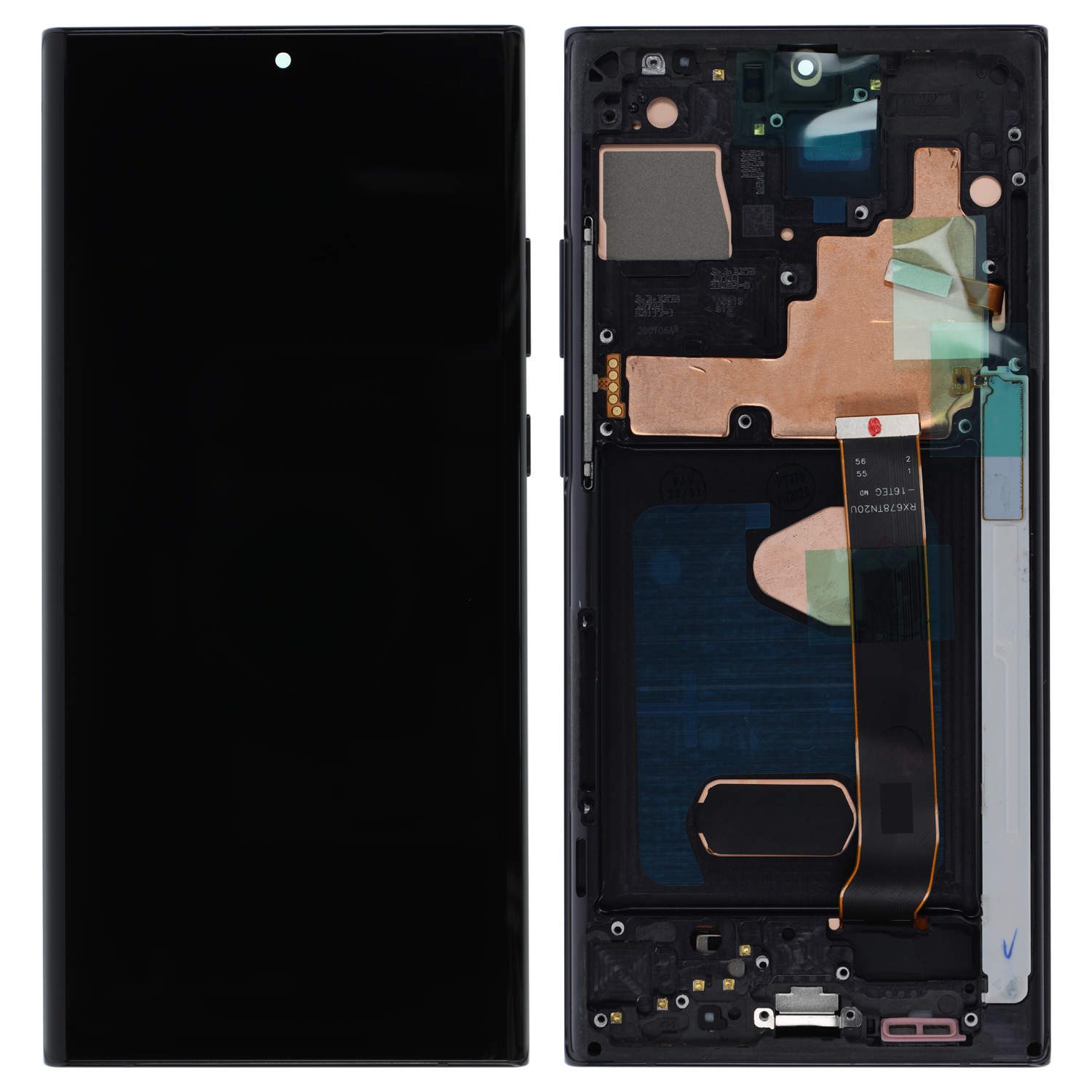 LCD Display kompatibel zu Samsung Galaxy Note20 Ultra N985F , Note20 Ultra 5G N986F mit Rahmen, Schwarz (Soft-OLED)