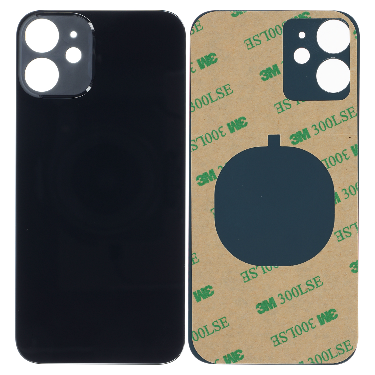Glas Back Cover, Compatible with iPhone 12 Mini (A2399) Black ( without Logo )