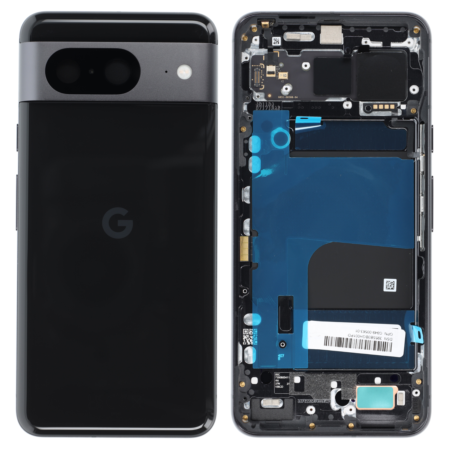 Google Pixel 8 (GKWS6, G9BQD) Battery Cover, Obsidian (Black)