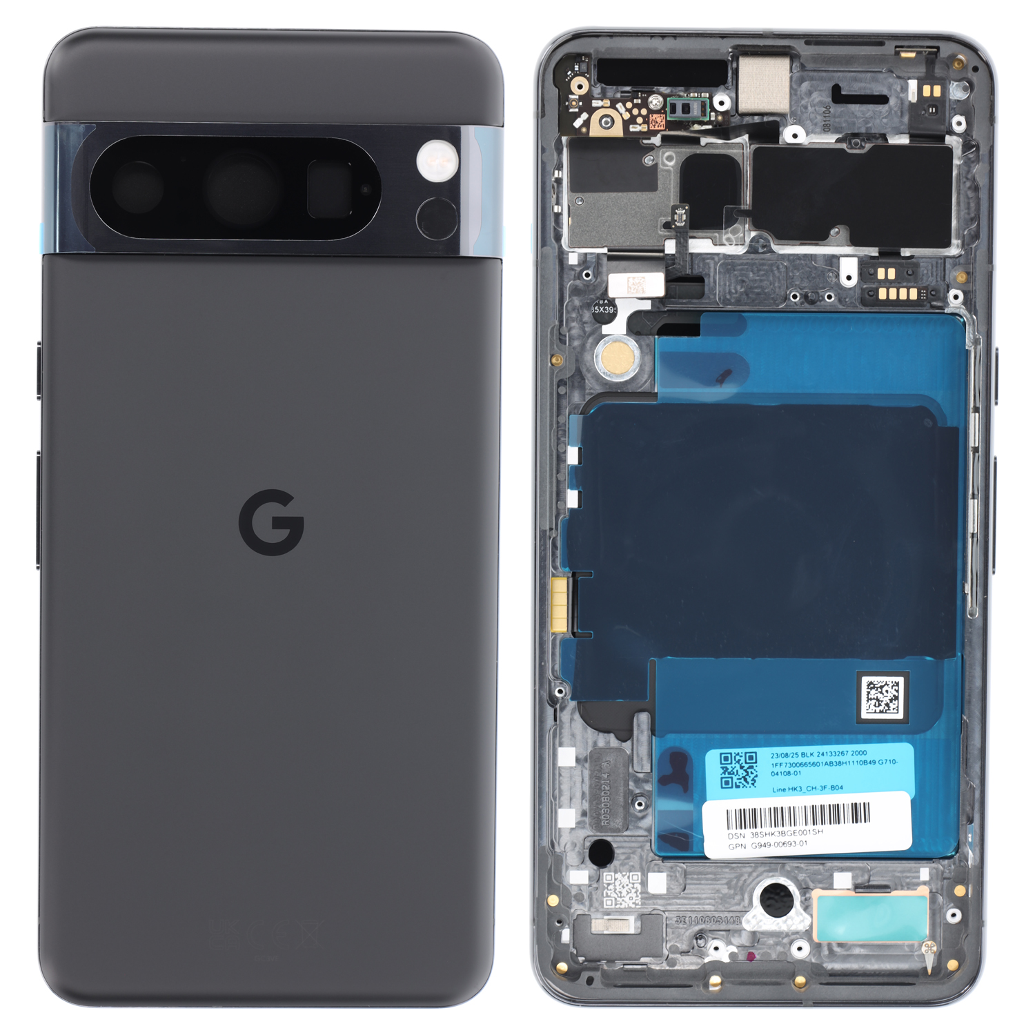 Google Pixel 8 Pro (GC3VE, G1MNW) Battery Cover, Obsidian (Black)