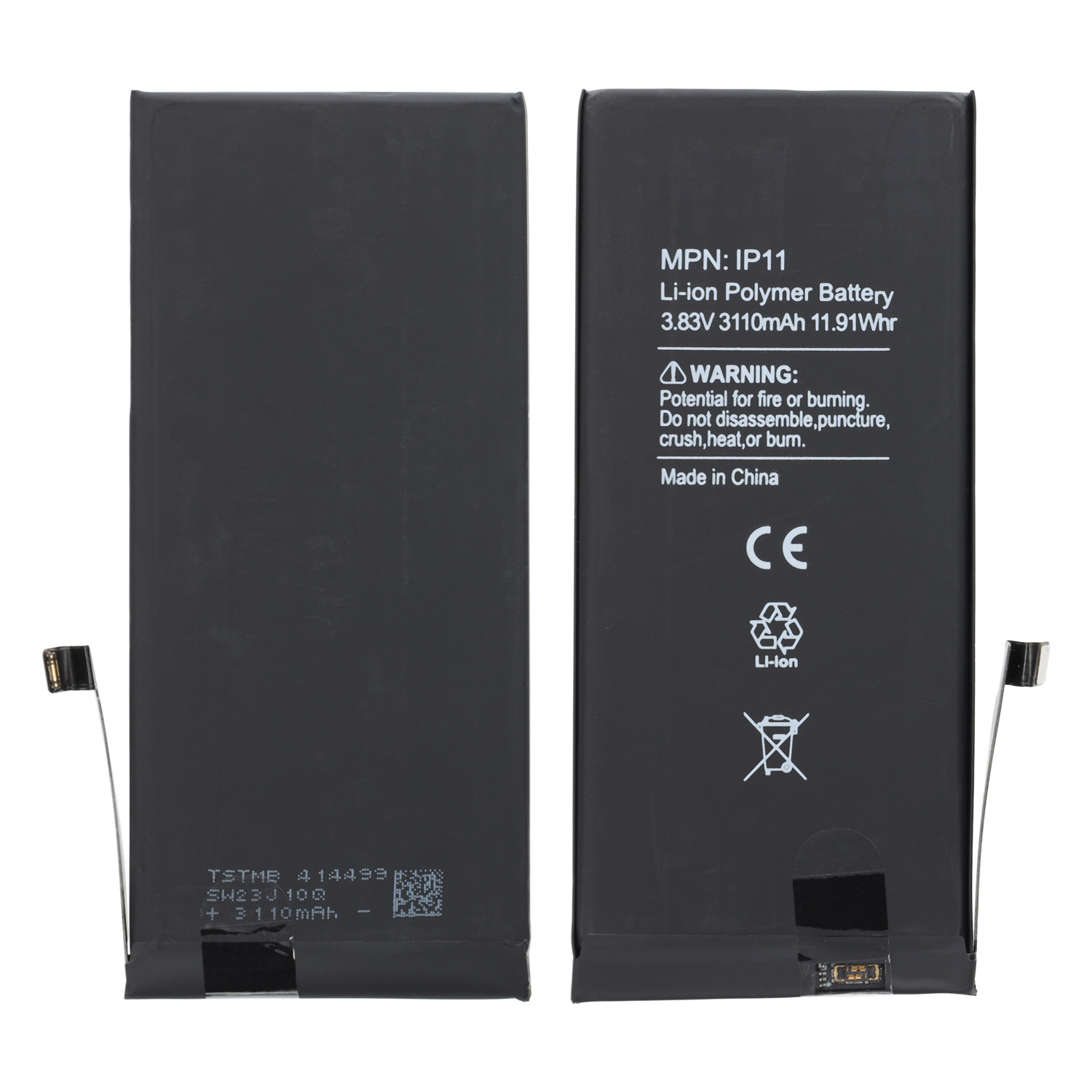 Battery compatible with iPhone 11 incl. battery sticker (No BMS soldering necessary, no error message)