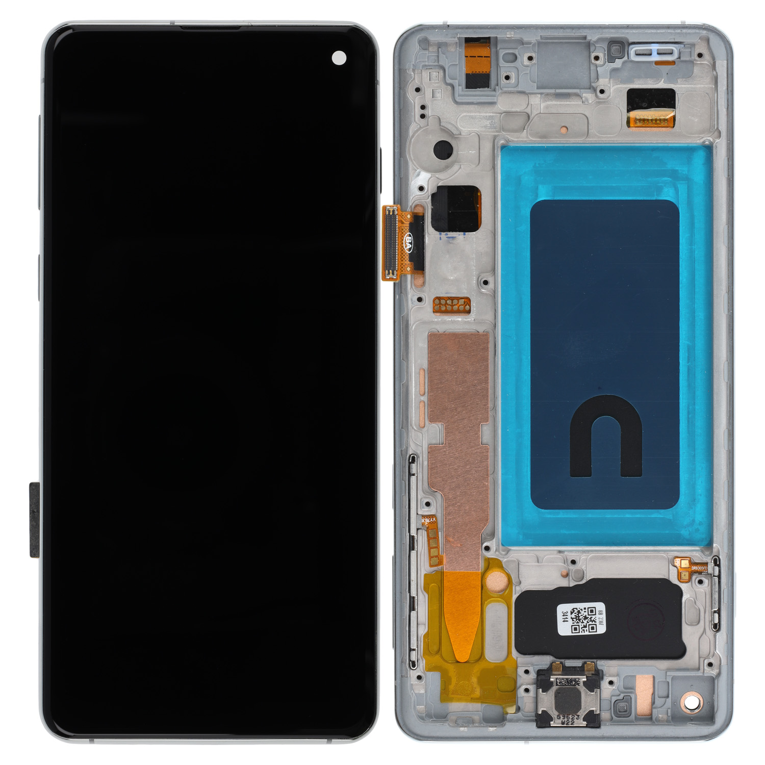 LCD Display Compatible to Samsung Galaxy S10 (G973) with Frame, Silver INCELL (Fingerprint Sensor not Supported)
